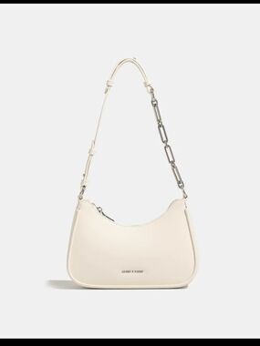 Cream Shoulder Bag with Chain Detail